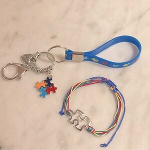 Autism Awareness Detachable Purse Keychain and Bracelet
